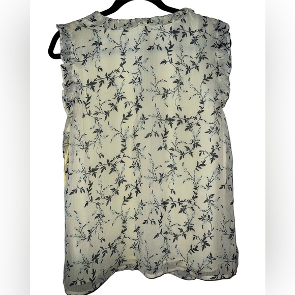 💐NWT! CeCe Wisteria Vines Ruffled Sleeveless Blouse - Picture 2 of 5